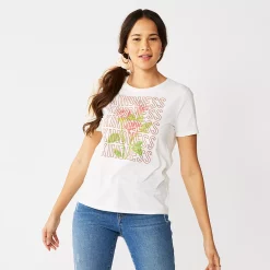Women's Nine West Crewneck Graphic Tee -Clothing Sales Store 4646703 Kindness Roses