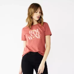 Women's Nine West Crewneck Graphic Tee -Clothing Sales Store 4646703 Rise And Wine