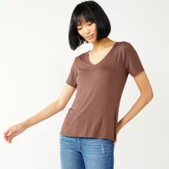 Women's Nine West Essential V-Neck Tee -Clothing Sales Store 4841148 Amythest Raisin