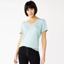 Women's Nine West Essential V-Neck Tee -Clothing Sales Store 4841148 Arctic Aqua