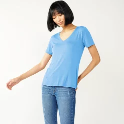 Women's Nine West Essential V-Neck Tee -Clothing Sales Store 4841148 Bluette