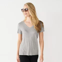 Women's Nine West Essential V-Neck Tee -Clothing Sales Store 4841148 Dark Ash Heather