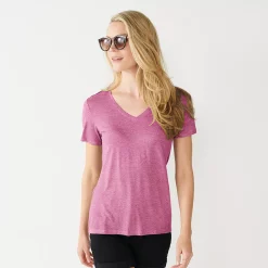 Women's Nine West Essential V-Neck Tee -Clothing Sales Store 4841148 Light Regal Heather