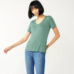 Women's Nine West Essential V-Neck Tee -Clothing Sales Store 4841148 Malou Green