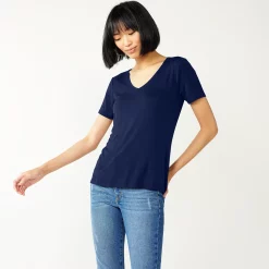 Women's Nine West Essential V-Neck Tee -Clothing Sales Store 4841148 Navy