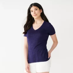 Women's Nine West Essential V-Neck Tee -Clothing Sales Store 4841148 Navy Bliss Heather