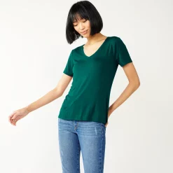 Women's Nine West Essential V-Neck Tee -Clothing Sales Store 4841148 Night Tide