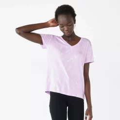 Women's Nine West Essential V-Neck Tee -Clothing Sales Store 4841148 Purple Stroke Print