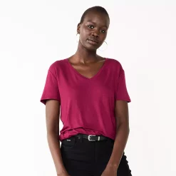 Women's Nine West Essential V-Neck Tee -Clothing Sales Store 4841148 Vintage Wine