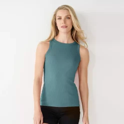 Women's Nine West Ribbed Tank -Clothing Sales Store 4841430 Huxley Blue