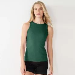 Women's Nine West Ribbed Tank -Clothing Sales Store 4841430 Lavish Green