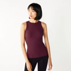 Women's Nine West Ribbed Tank -Clothing Sales Store 4841430 Maddie Plum