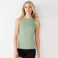 Women's Nine West Ribbed Tank -Clothing Sales Store 4841430 Malou Green