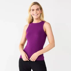 Women's Nine West Ribbed Tank -Clothing Sales Store 4841430 Pansy Plum