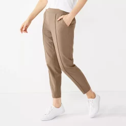 Women's Nine West Relaxed Crop Pull-On Pants -Clothing Sales Store 4911770 Mushroom