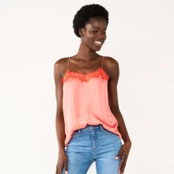 Women's Nine West Lace Trim Cami -Clothing Sales Store 4944769 Cruz Coral