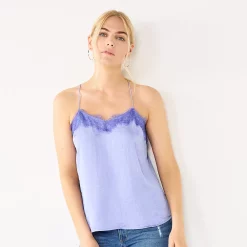 Women's Nine West Lace Trim Cami -Clothing Sales Store 4944769 Kelly Lavender