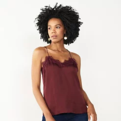 Women's Nine West Lace Trim Cami -Clothing Sales Store 4944769 Maddie Plum