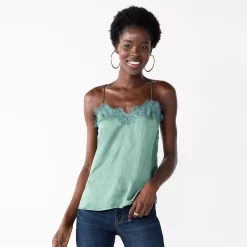 Women's Nine West Lace Trim Cami -Clothing Sales Store 4944769 Signature Green