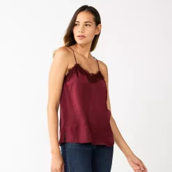 Women's Nine West Lace Trim Cami -Clothing Sales Store 4944769 Vintage Red