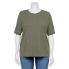 Plus Size Nine West Essential Elbow Sleeve Top -Clothing Sales Store 4950998 Infantry Olive