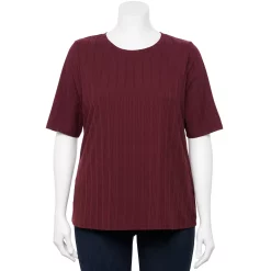 Plus Size Nine West Essential Elbow Sleeve Top -Clothing Sales Store 4950998 Maddie Plum