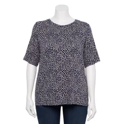 Plus Size Nine West Essential Elbow Sleeve Top -Clothing Sales Store 4950998 Navy Dot