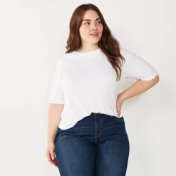 Plus Size Nine West Essential Elbow Sleeve Top -Clothing Sales Store 4950998 New White