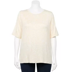 Plus Size Nine West Essential Elbow Sleeve Top -Clothing Sales Store 4950998 Patch Leopard