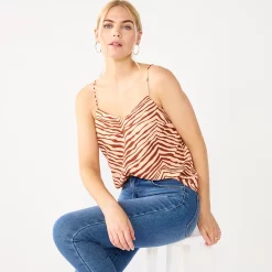 Women's Nine West V-Neck Layering Camisole -Clothing Sales Store 4951519 Brown Zebra