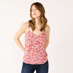 Women's Nine West V-Neck Layering Camisole -Clothing Sales Store 4951519 Mauve Floral