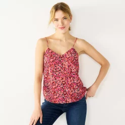 Women's Nine West V-Neck Layering Camisole -Clothing Sales Store 4951519 Pink Floral