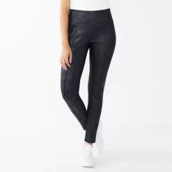 Women's Nine West Seamed Tummy-Control Ponte Leggings -Clothing Sales Store 4952203 Black Crackle