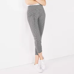 Women's Nine West Seamed Tummy-Control Ponte Leggings -Clothing Sales Store 4952203 Black White Mini Plaid