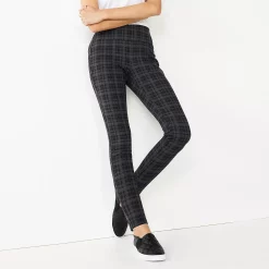 Women's Nine West Seamed Tummy-Control Ponte Leggings -Clothing Sales Store 4952203 Gray Plaid