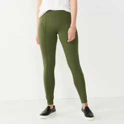 Women's Nine West Seamed Tummy-Control Ponte Leggings -Clothing Sales Store 4952203 Infantry Olive