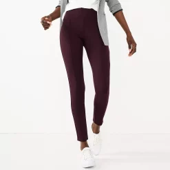 Women's Nine West Seamed Tummy-Control Ponte Leggings -Clothing Sales Store 4952203 Midnight Wine