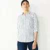 Petite Nine West Long Sleeve Structured Shirt -Clothing Sales Store 4956661 Blue White Stripe