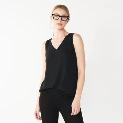 Petite Nine West V-Neck Tank -Clothing Sales Store 4957403 Black