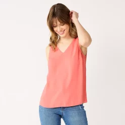 Petite Nine West V-Neck Tank -Clothing Sales Store 4957403 Cruz Coral