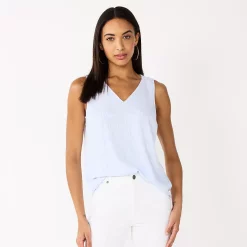 Petite Nine West V-Neck Tank -Clothing Sales Store 4957403 Light Blue Ikat