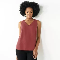 Petite Nine West V-Neck Tank -Clothing Sales Store 4957403 Mauve