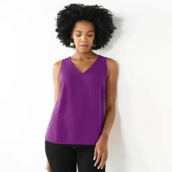 Petite Nine West V-Neck Tank -Clothing Sales Store 4957403 Pansy Plum