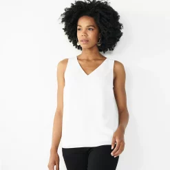 Petite Nine West V-Neck Tank -Clothing Sales Store 4957403 White