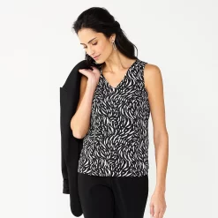 Petite Nine West V-Neck Tank -Clothing Sales Store 4957403 Zig Zag Zebra