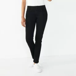 Women's Nine West Tummy-Control Slim Straight Jeans -Clothing Sales Store 4991601 Black
