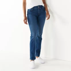 Women's Nine West Tummy-Control Slim Straight Jeans -Clothing Sales Store 4991601 Medium Wash Blast