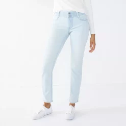 Women's Nine West Tummy-Control Slim Straight Jeans -Clothing Sales Store 4991601 Super Light Wash