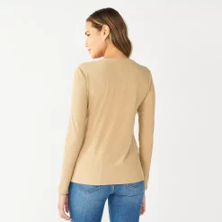 Women's Nine West Essential Soft-Spun Long Sleeve Crewneck Tee -Clothing Sales Store 4994081 ALT