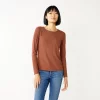 Women's Nine West Essential Soft-Spun Long Sleeve Crewneck Tee 1 Women's Nine West Essential Soft-Spun Long Sleeve Crewneck Tee -Clothing Sales Store 4994081 Mocha Frosting Rib